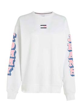 Sudadera Tommy Jeans Badge Blanco para Mujer