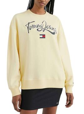 Sudadera Tommy Jeans Pop Amarillo para Mujer