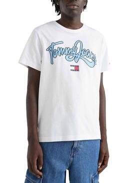 Camiseta Tommy Jeans Pop Text Blanco para Hombre