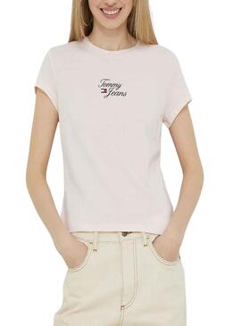 Camiseta Tommy Jeans Baby Rosa Para Mujer