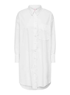 Camisa Only Mathilde Blanco Larga Para Mujer