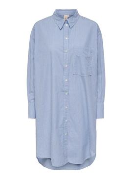 Camisa Only Mathilde Azul Larga Para Mujer