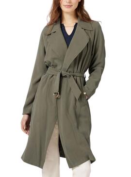 Gabardina Naf Naf Fluida Verde para Mujer