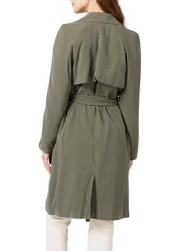 Gabardina Naf Naf Fluida Verde para Mujer