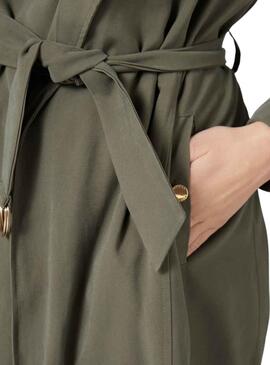 Gabardina Naf Naf Fluida Verde para Mujer