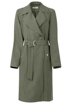 Gabardina Naf Naf Fluida Verde para Mujer