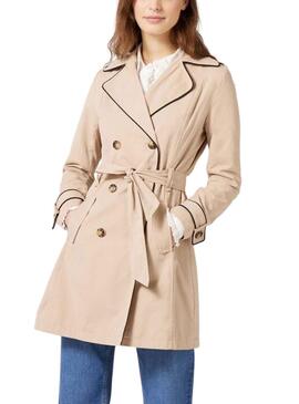 Gabardina Naf Naf Rib Beige para Mujer