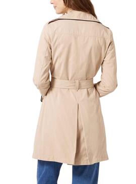 Gabardina Naf Naf Rib Beige para Mujer