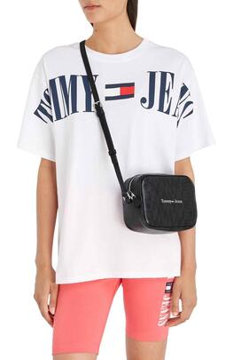 Bolso Tommy Jeans Bandolera Logomanía Negro Mujer