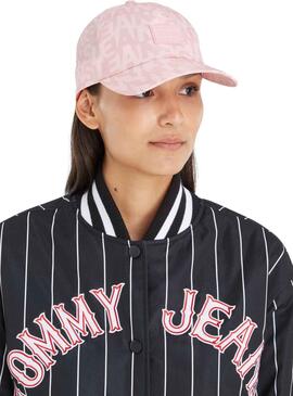 Gorra Tommy Jeans Logomanía Rosa Para Mujer