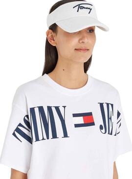 Visera Tommy Jeans Logo Blanco Para Mujer