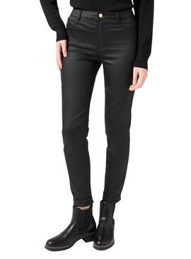 Pantalón Naf Naf Lacado Negro para Mujer