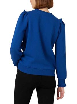 Sudadera Naf Naf Volantes Azul para Mujer