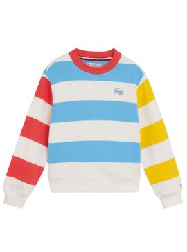 Sudadera Tommy Hilfiger Stripe Blanco para Niña