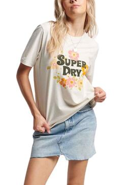 Camiseta Superdry Vintage Floral Scripted Beige