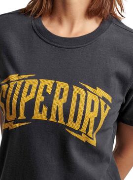 Camiseta Superdry Vintage Embellish Gris Mujer