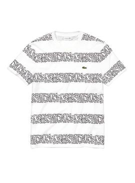 Camiseta Lacoste Keith Haring Stripes Blanco