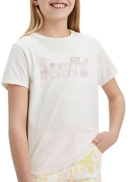 Camiseta Levis Poster Blanco para Niña