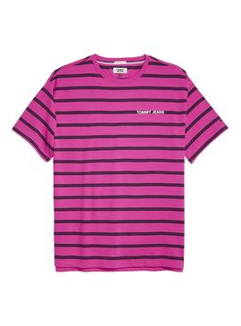 Camiseta Tommy Jeans Multistripe Rosa Hombre
