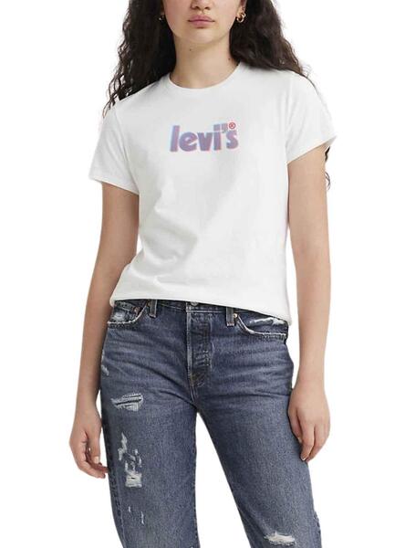 Memoria Escudero menta Camiseta Levis Offset Blanco para Mujer
