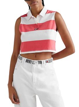 Polo Tommy Jeans Stripe Rosa para Mujer