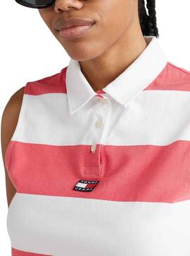 Polo Tommy Jeans Stripe Rosa para Mujer