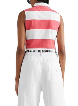 Polo Tommy Jeans Stripe Rosa para Mujer