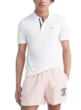 Polo Tommy Jeans Slim Placket Blanco para Hombre