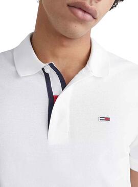 Polo Tommy Jeans Slim Placket Blanco para Hombre