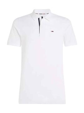 Polo Tommy Jeans Slim Placket Blanco para Hombre