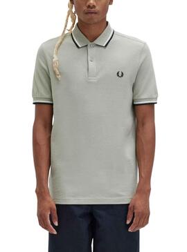 Polo Fred Perry Twin Tipped Gris para Hombre