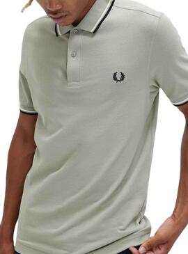 Polo Fred Perry Twin Tipped Gris para Hombre