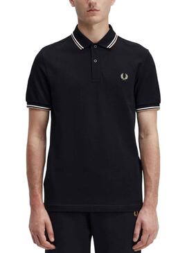 Polo Fred Perry Twin Tipped Negro para Hombre