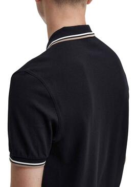 Polo Fred Perry Twin Tipped Negro para Hombre