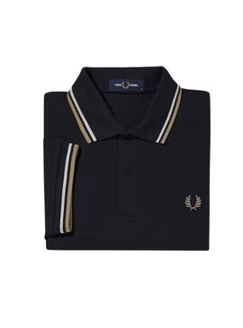 Polo Fred Perry Twin Tipped Negro para Hombre