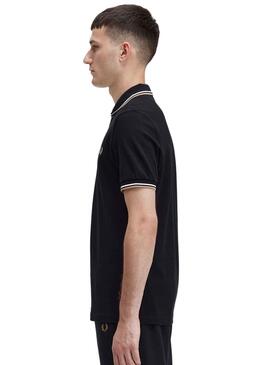 Polo Fred Perry Twin Tipped Negro para Hombre