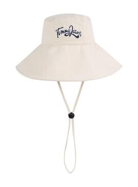 Sombrero Tommy Jeans Canvas Cordón Beige Mujer