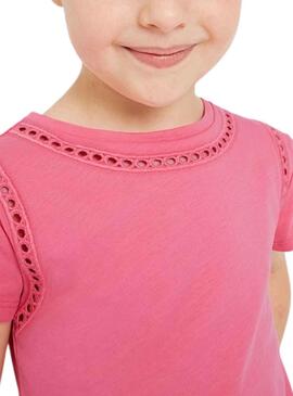 Camiseta Mayoral Bordado Calado Rosa para Niña