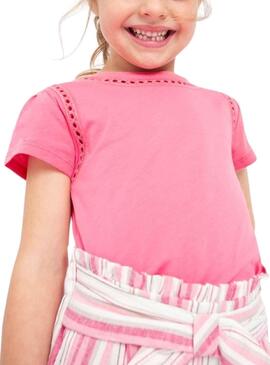 Camiseta Mayoral Bordado Calado Rosa para Niña