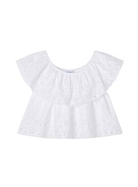 Blusa Mayoral Bordado Punto Blanco para Niña