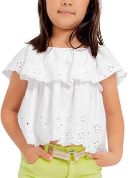 Blusa Mayoral Bordado Punto Blanco para Niña