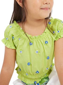 Blusa Mayoral Bordado Verde para Niña