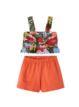 Conjunto Mayoral Estampado Naranja para Niña