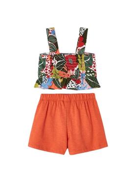 Conjunto Mayoral Estampado Naranja para Niña