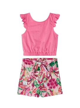 Conjunto Mayoral Short Estampado Peonia Rosa Niña