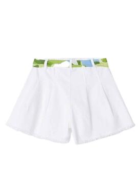 Short Mayoral Con Cinturón Blanco para Niña