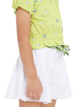 Short Mayoral Con Cinturón Blanco para Niña