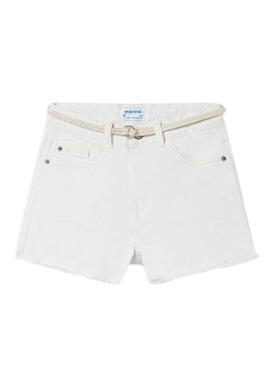 Short Mayoral Sarga Basic Blanco para Niña