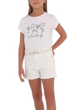 Short Mayoral Sarga Basic Blanco para Niña