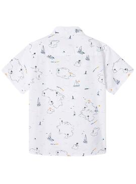 Camisa Mayoral Estampada Barcos Blanco para Niño